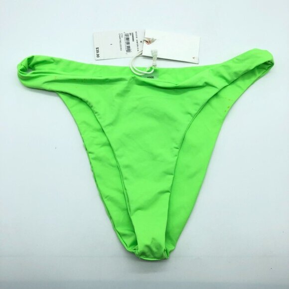 Good American Better Cheeky Bikini Bottom Stretch High Waist Lime Green 3 US L - Picture 1 of 6